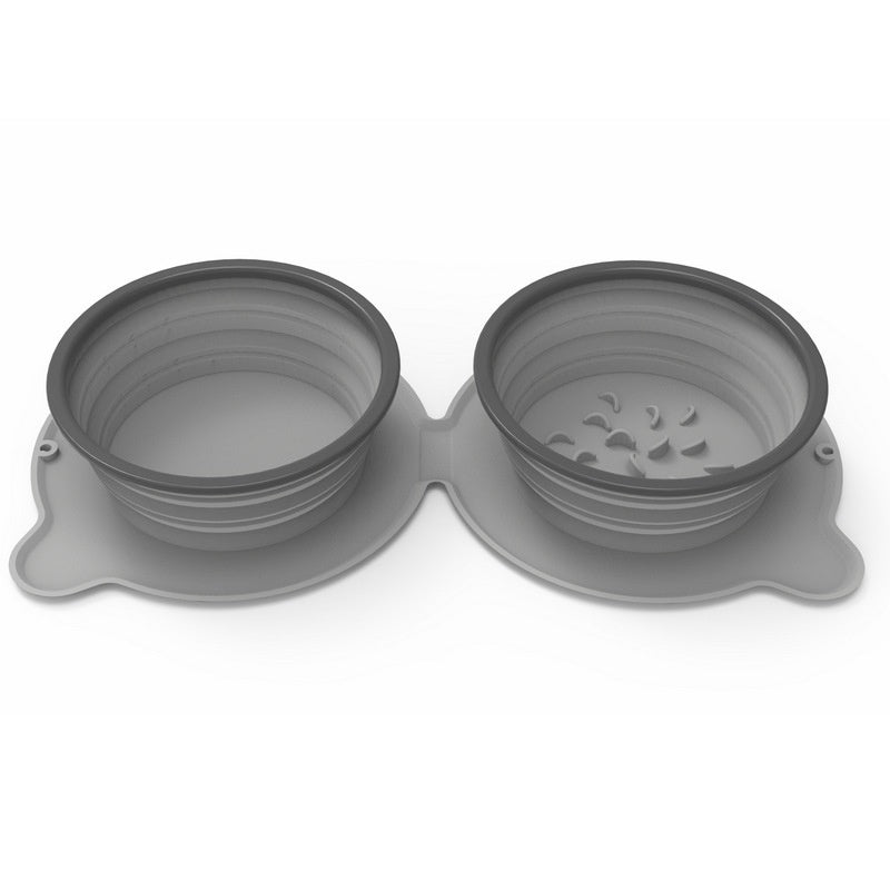 Foldable Silicone Pet Bowl – Double Dish for Travel - EzPets Shop