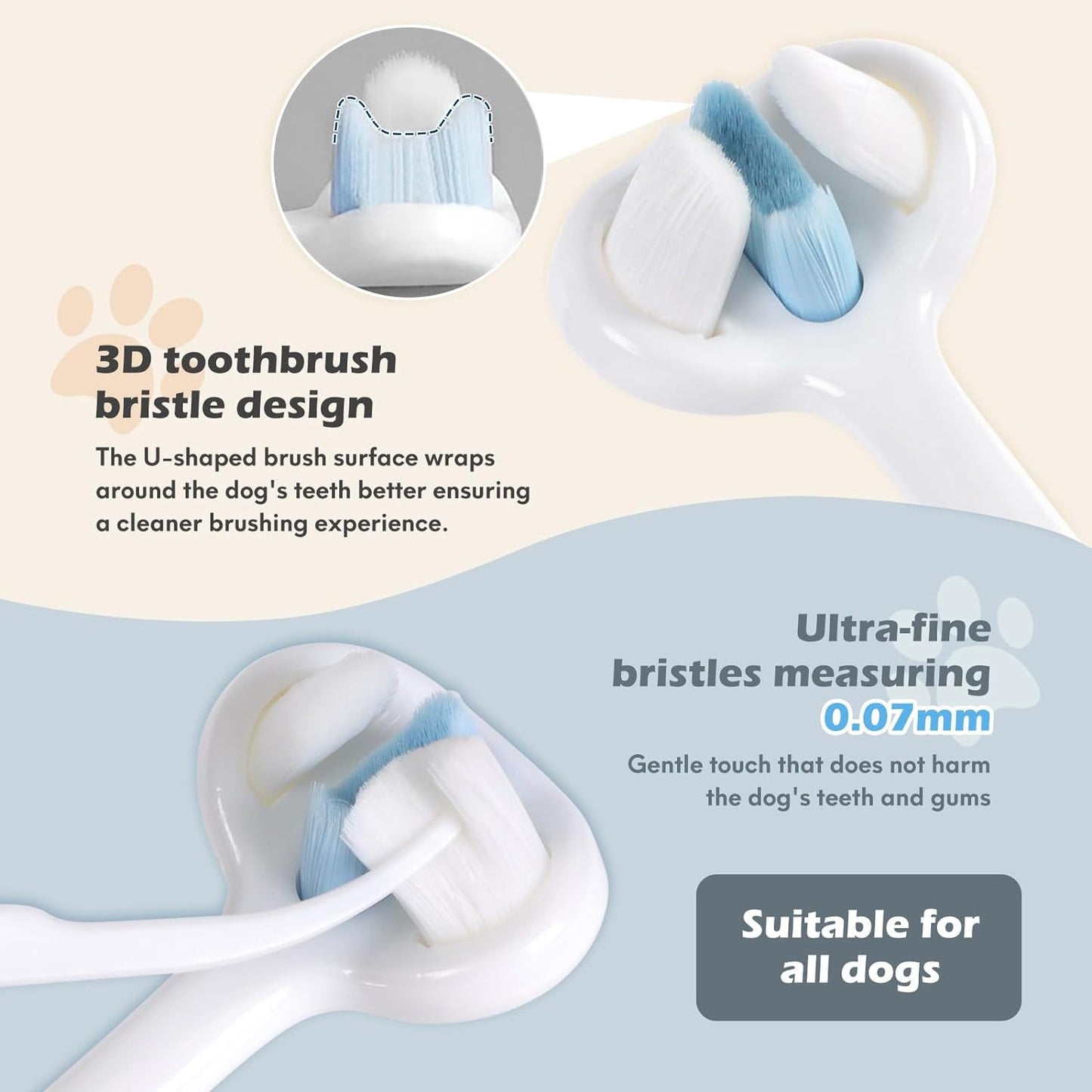 3-Sided Dog Toothbrush – Gentle Nano Bristles - EzPets Shop
