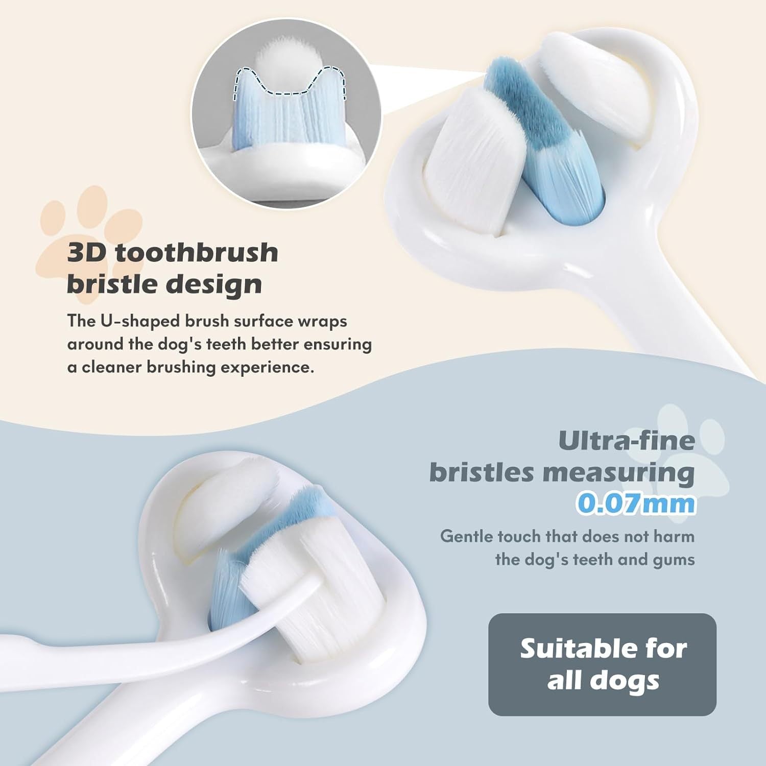 3-Sided Dog Toothbrush – Gentle Nano Bristles - EzPets Shop