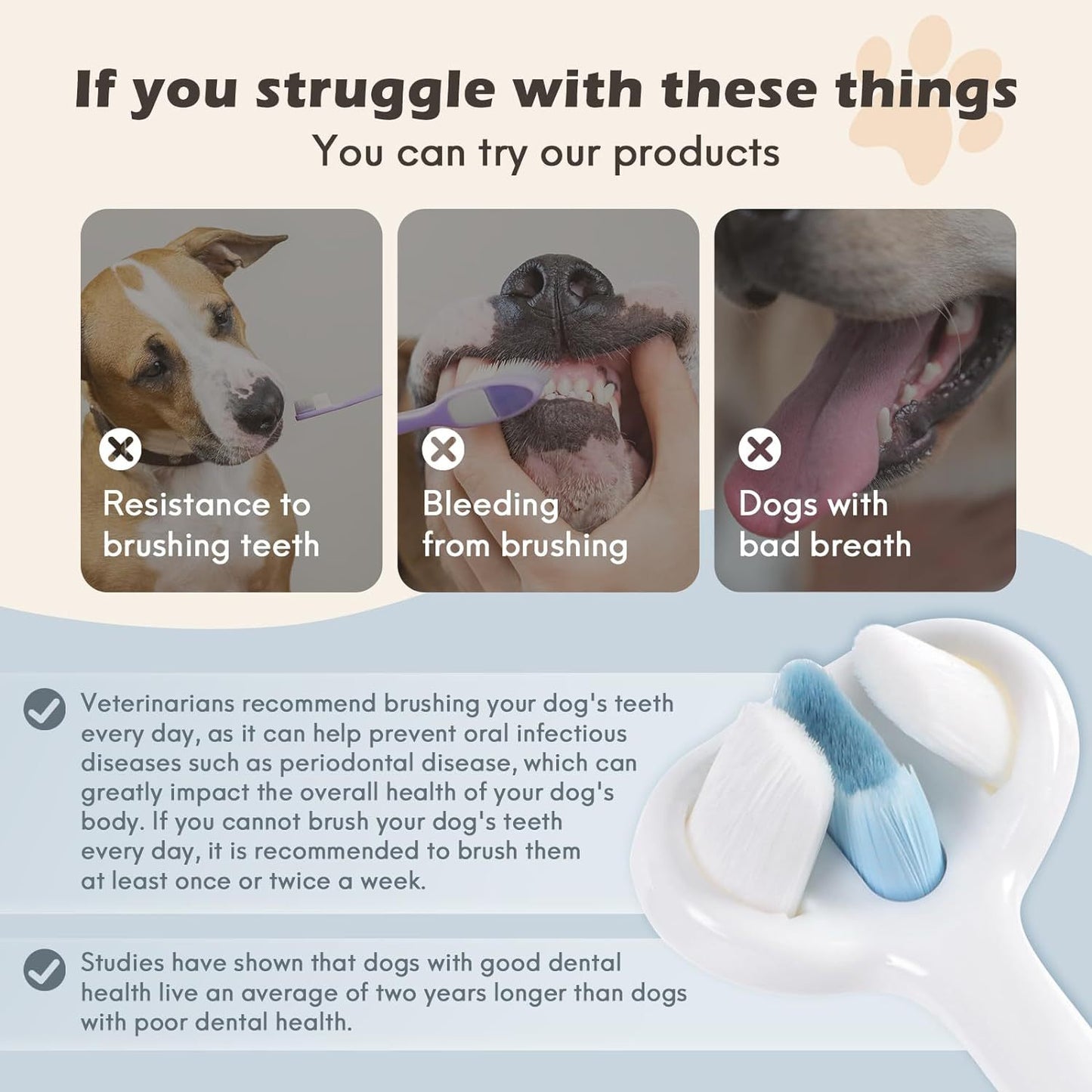 3-Sided Dog Toothbrush – Gentle Nano Bristles - EzPets Shop