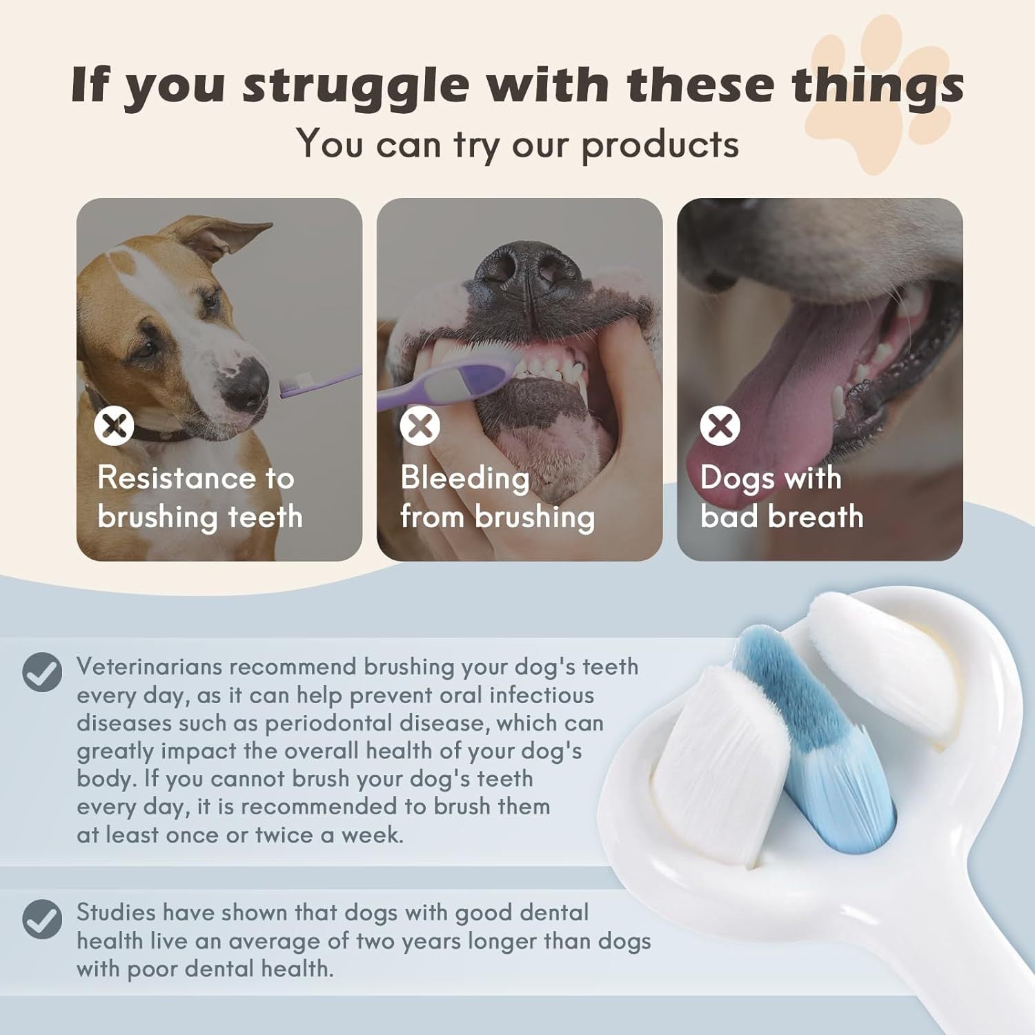 3-Sided Dog Toothbrush – Gentle Nano Bristles - EzPets Shop
