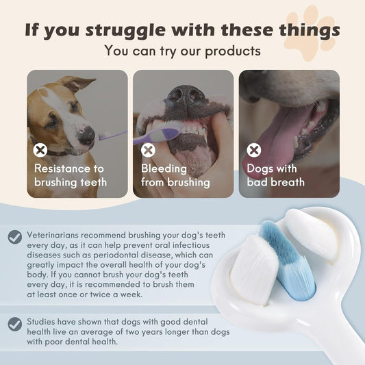 3-Sided Dog Toothbrush – Gentle Nano Bristles - EzPets Shop