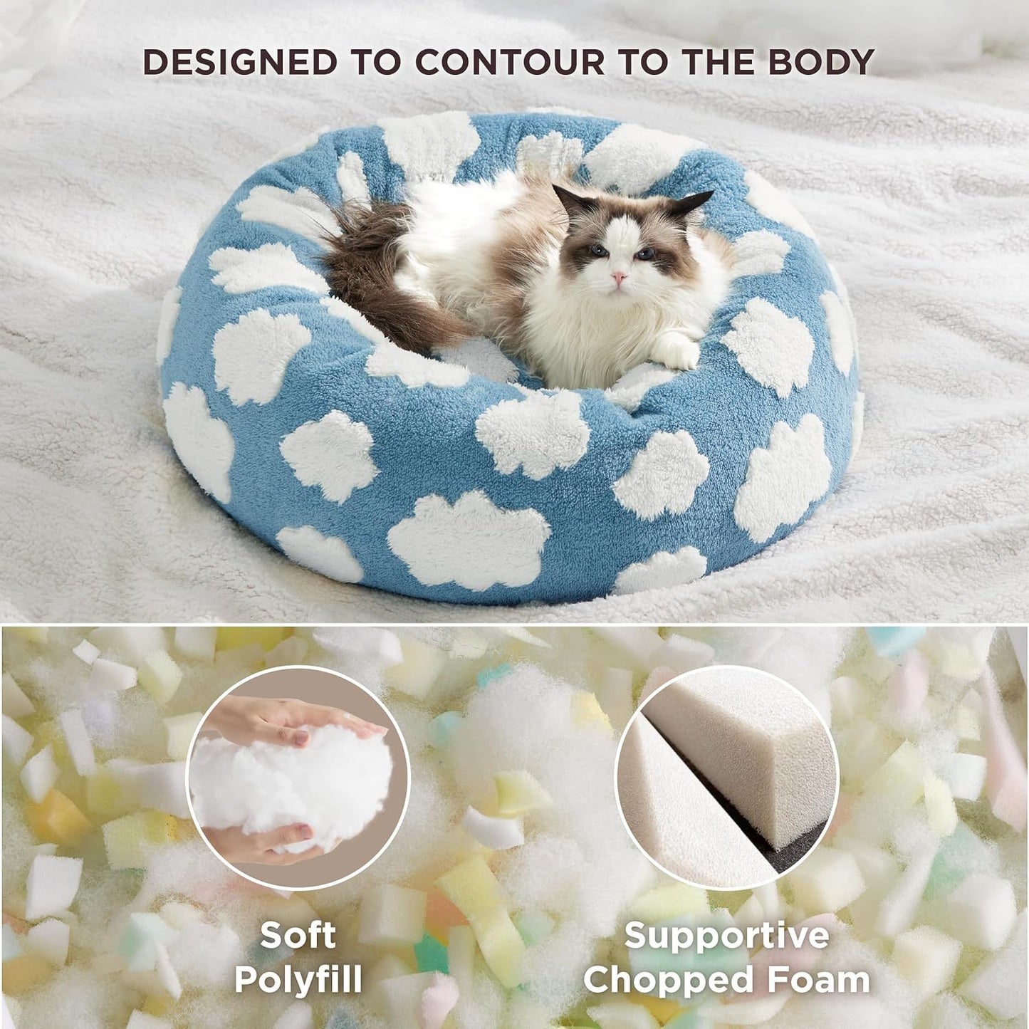 Cozy Donut Cat Bed with Anti-Slip Bottom & Plush Lining - EzPets Shop