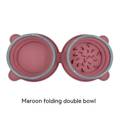 Foldable Silicone Pet Bowl – Double Dish for Travel - EzPets Shop