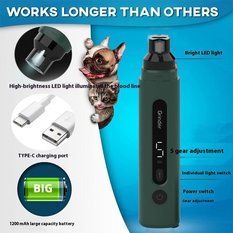 5-Speed Nail Grinder – Quiet, Powerful, Rechargeable - EzPets Shop