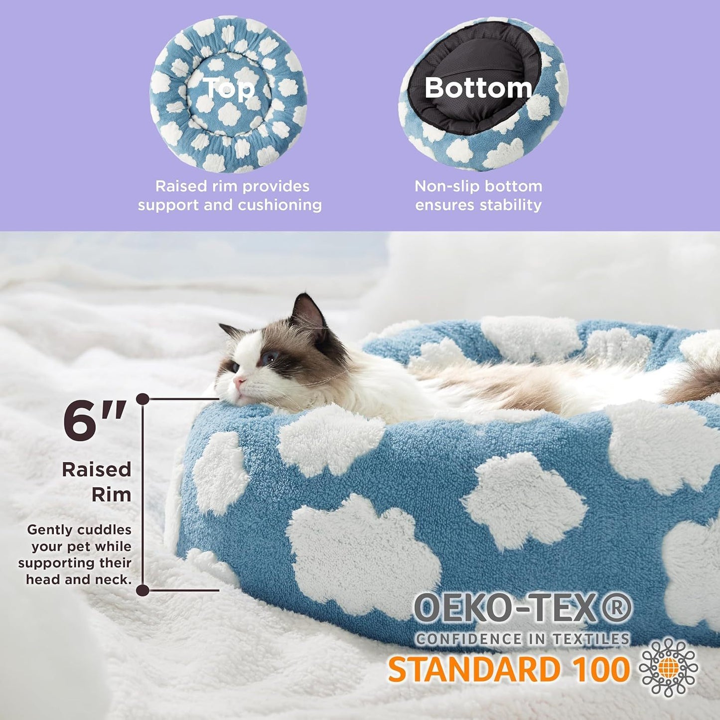Cozy Donut Cat Bed with Anti-Slip Bottom & Plush Lining - EzPets Shop