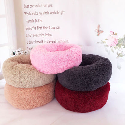 Small Dog Round Bed – Soft Plush Puppy Nest - EzPets Shop