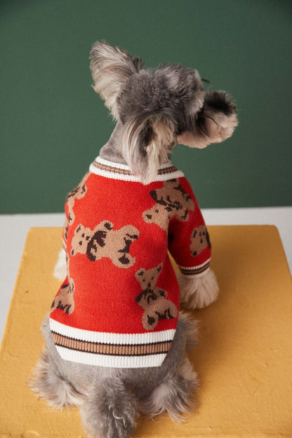 Preppy Pet Sweater – Warm V-Neck Striped Style - EzPets Shop
