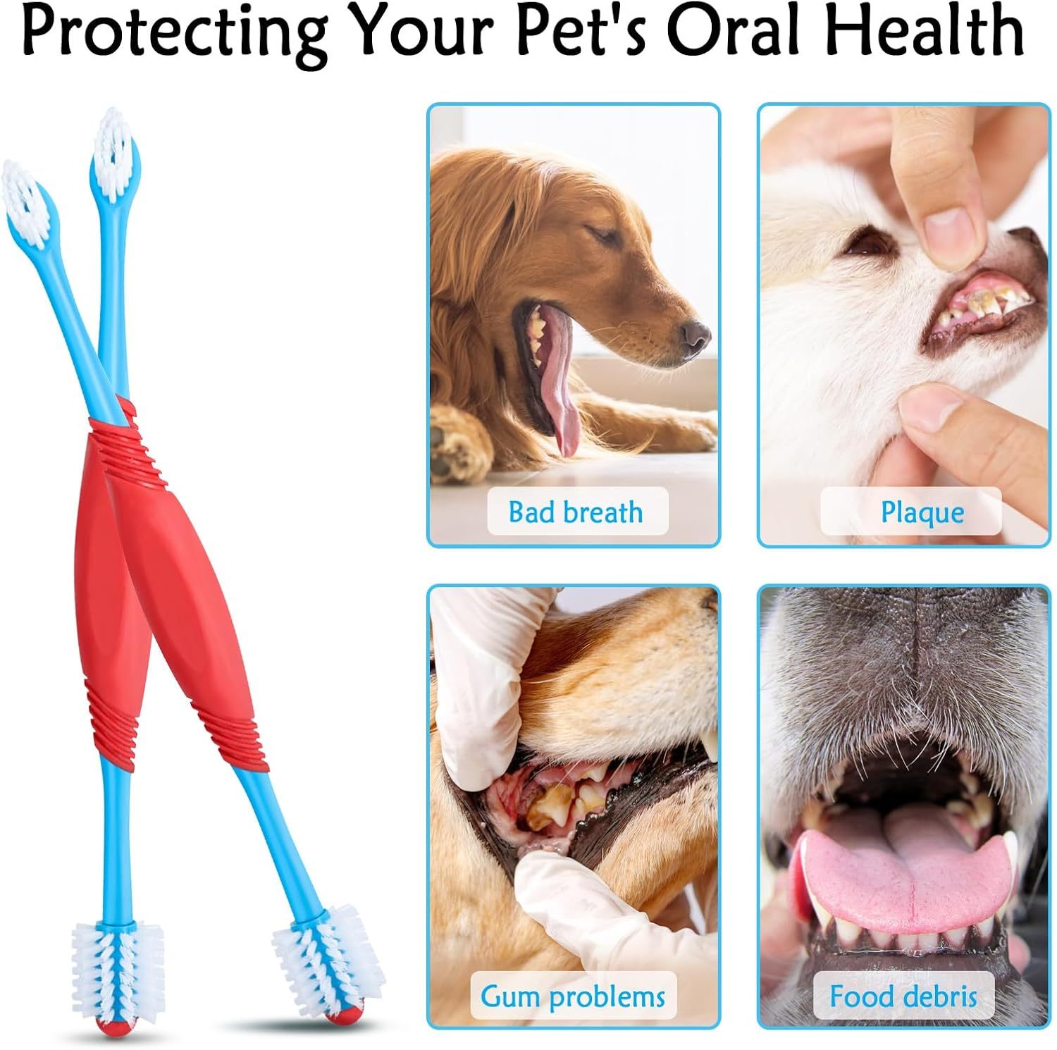 360° Dog Toothbrush – Dual-Head, Non-Slip Grip - EzPets Shop