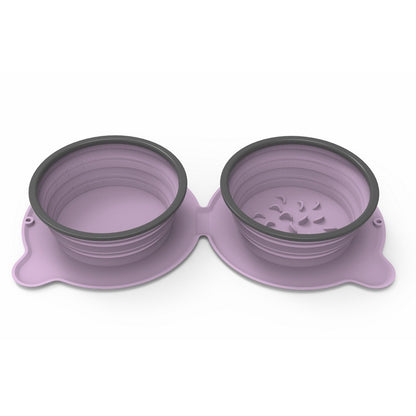 Foldable Silicone Pet Bowl – Double Dish for Travel - EzPets Shop