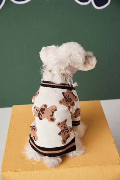 Preppy Pet Sweater – Warm V-Neck Striped Style - EzPets Shop