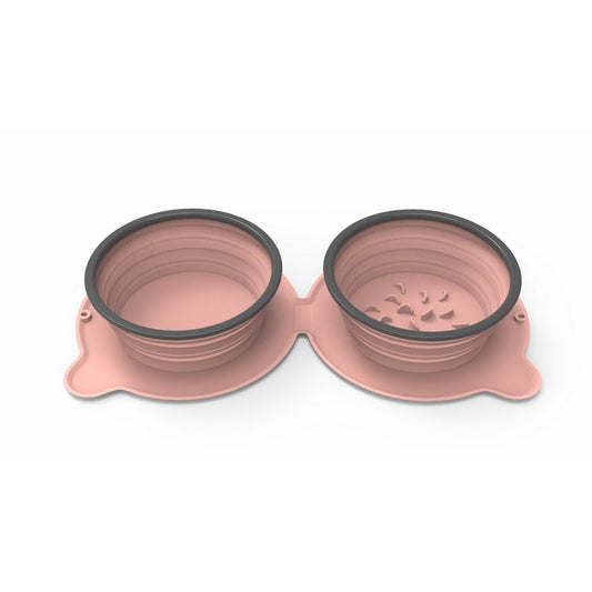 Foldable Silicone Pet Bowl – Double Dish for Travel - EzPets Shop