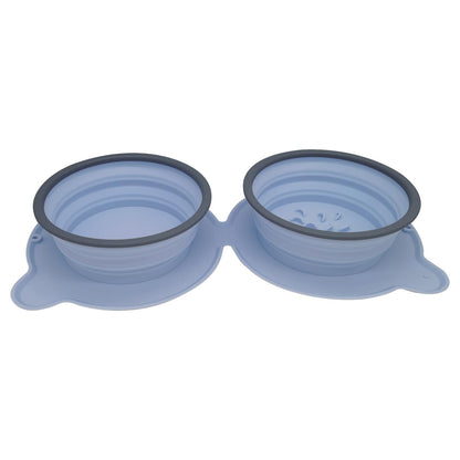 Foldable Silicone Pet Bowl – Double Dish for Travel - EzPets Shop