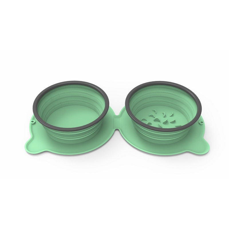 Foldable Silicone Pet Bowl – Double Dish for Travel - EzPets Shop