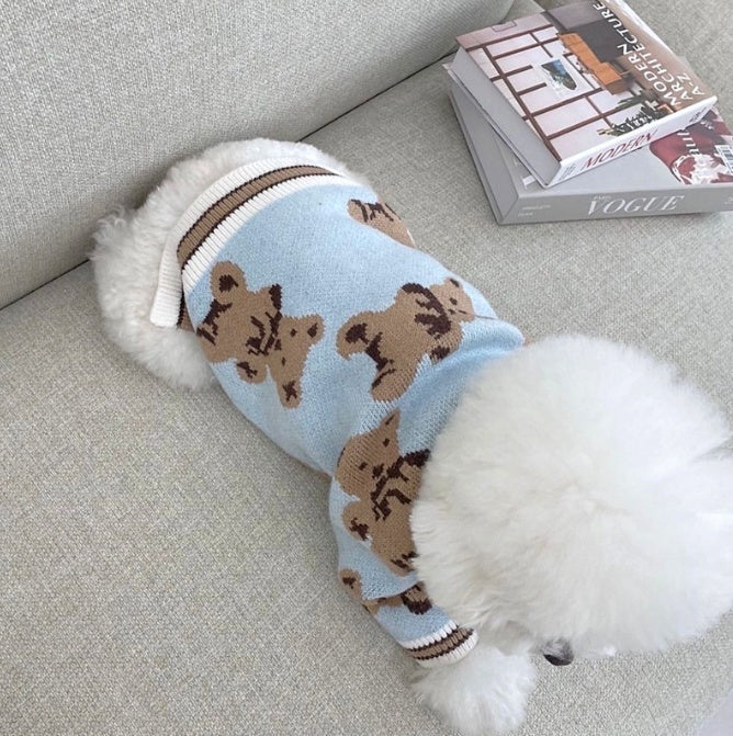Preppy Pet Sweater – Warm V-Neck Striped Style - EzPets Shop