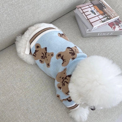 Preppy Pet Sweater – Warm V-Neck Striped Style - EzPets Shop