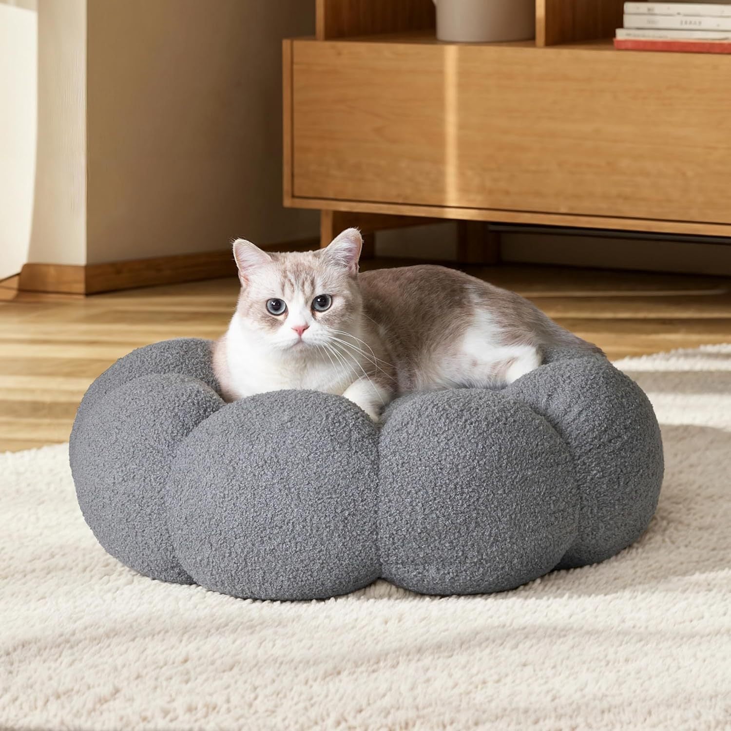 Calming Donut Bed – Sherpa Plush for Cats & Dogs - EzPets Shop